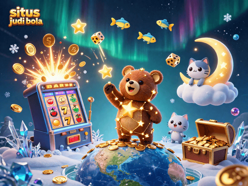 Experience situs judi bola with vibrant 3D illustration showcasing gaming excitement and fortune.