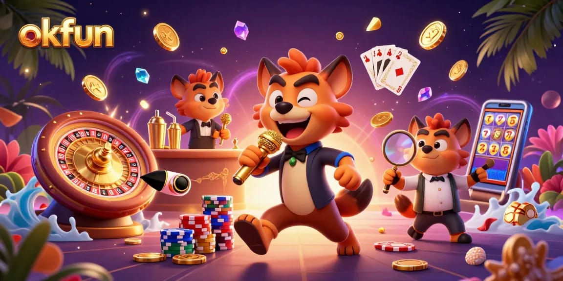 Engage in the vibrant world of okfun as hyenas run a thriving comedy casino club filled with games.