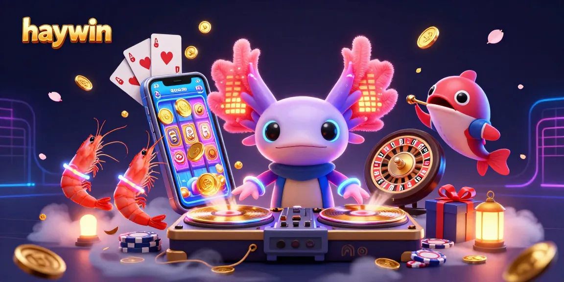 Experience exciting gameplay with HAYWIN's vibrant characters and slot features in this casino scene.