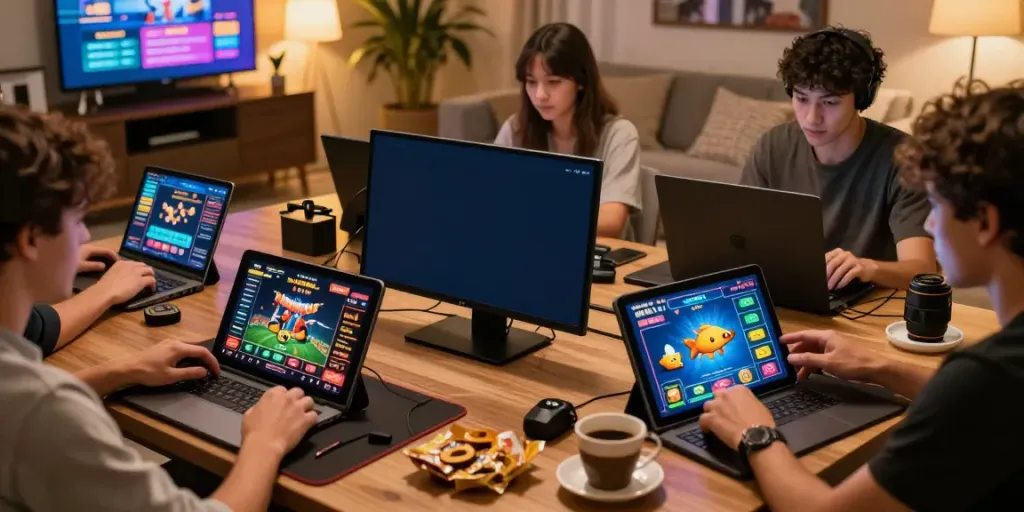 Exciting gaming atmosphere highlighting link tx88 interactions among players in an engaging online gambling environment.