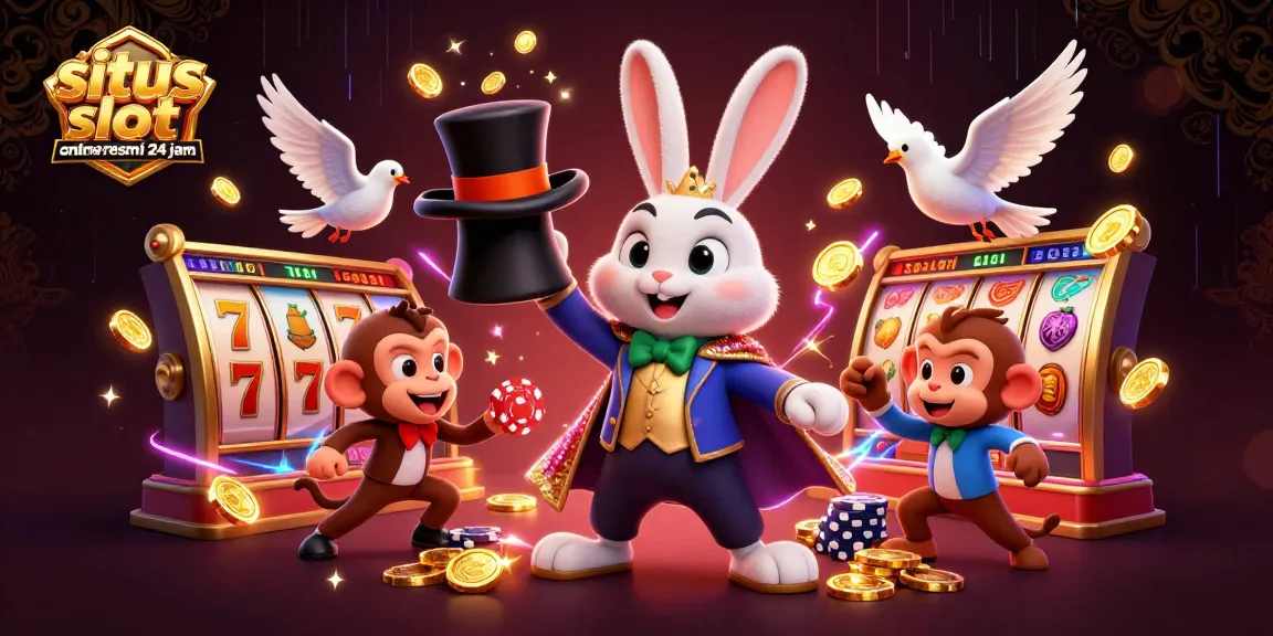 Spin and win with the magic of situs slot online resmi 24 jam, featuring vibrant characters and slot elements.