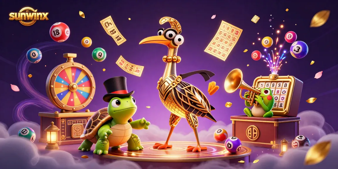 Experience the thrill of winning at Sunwinx with colorful lottery elements and vibrant casino characters.