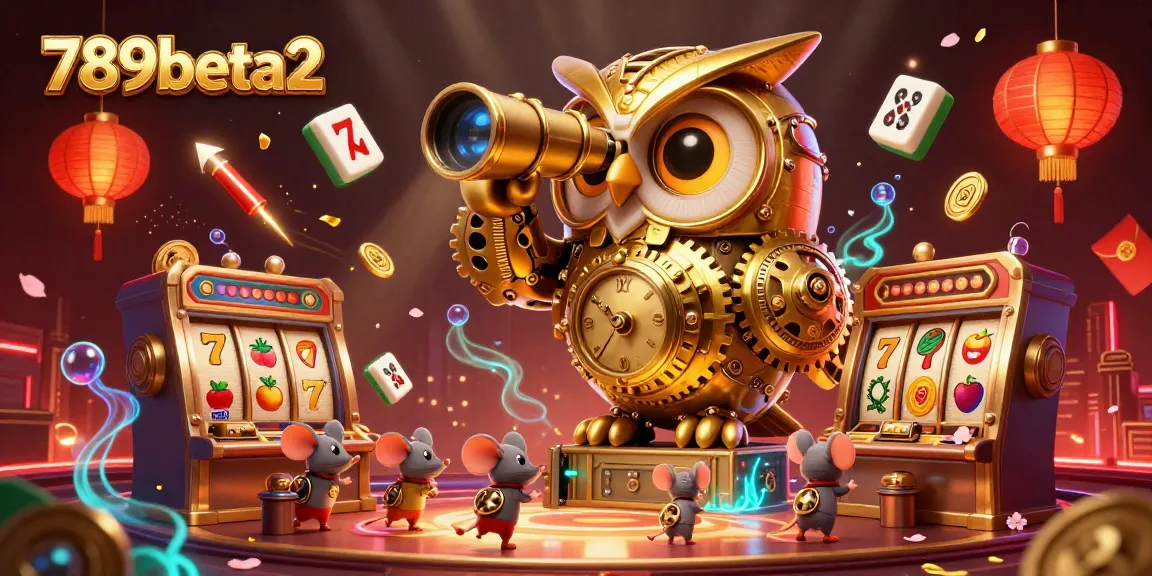 Engage with 789beta2's vibrant casino experience featuring a golden owl overseeing a lively game floor.