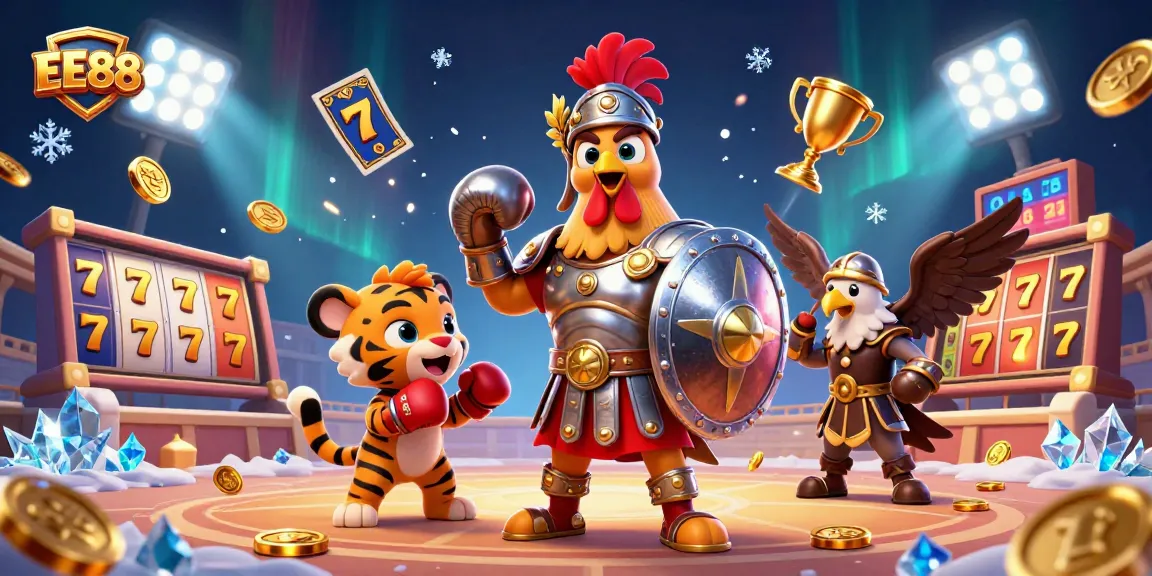 Experience thrilling wins at EE88 with dynamic gameplay featuring vibrant slot reels and animated characters.
