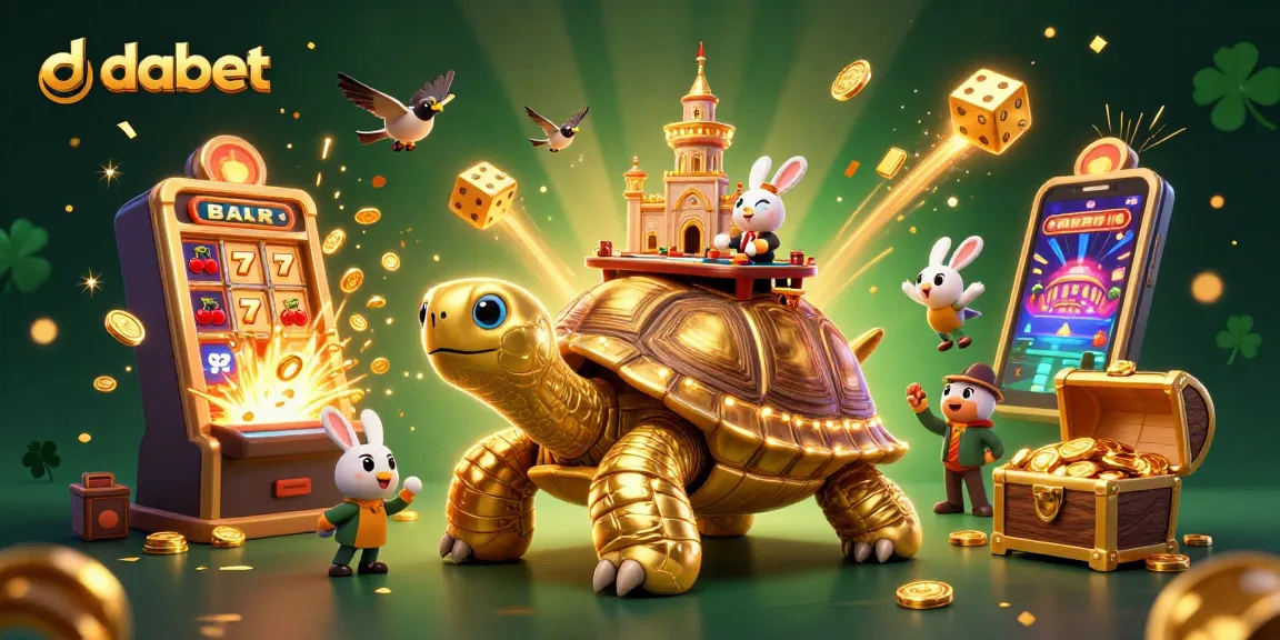 Experience dabet’s thrilling casino atmosphere with a golden tortoise and vibrant game elements!
