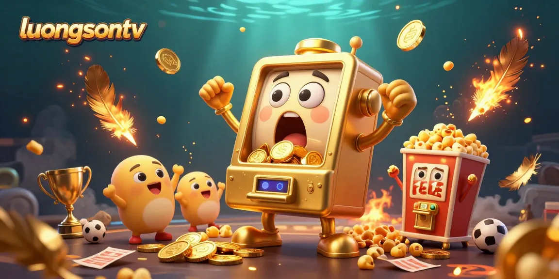 Experience live sports betting excitement with luongsontv as vibrant golden slot machines celebrate jackpots.