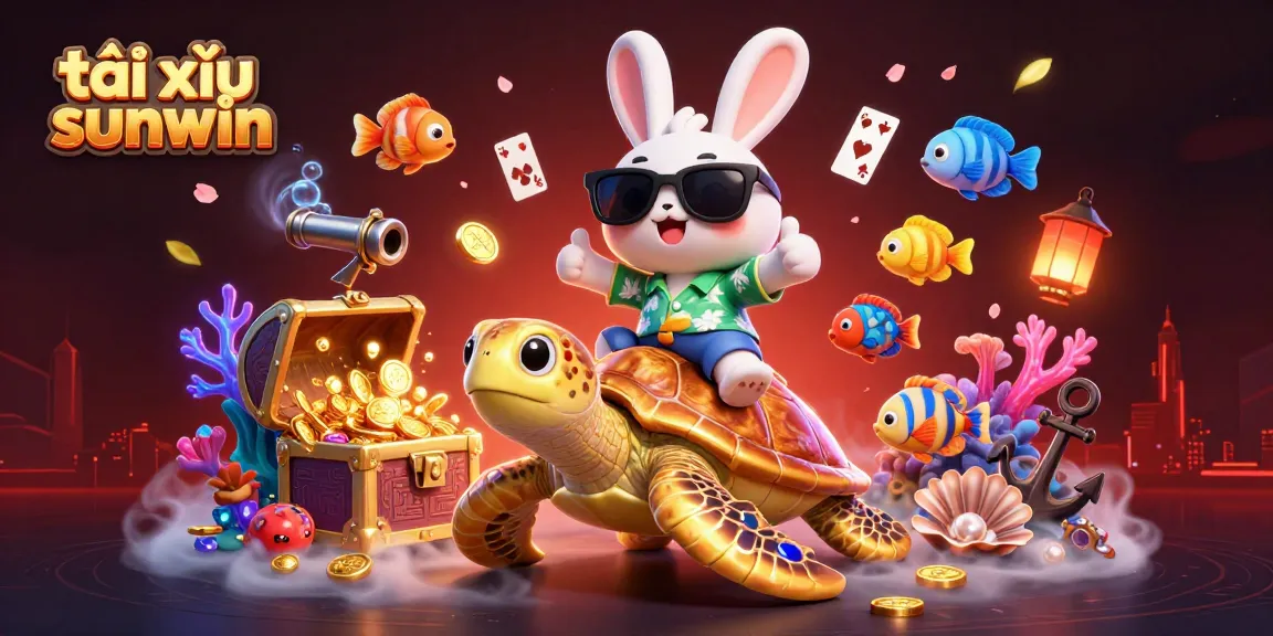 Join the fun with tài xỉu sunwin, featuring a lucky rabbit and golden turtle in an underwater adventure!