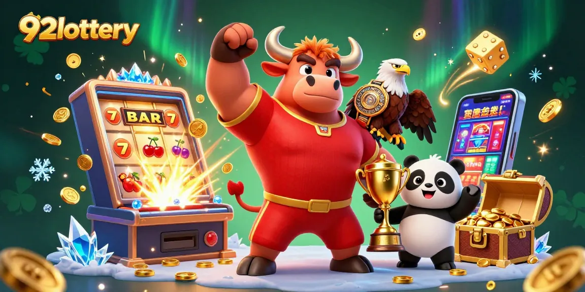 Experience the thrill of 92lottery with vibrant 3D characters celebrating huge jackpots and casino excitement.